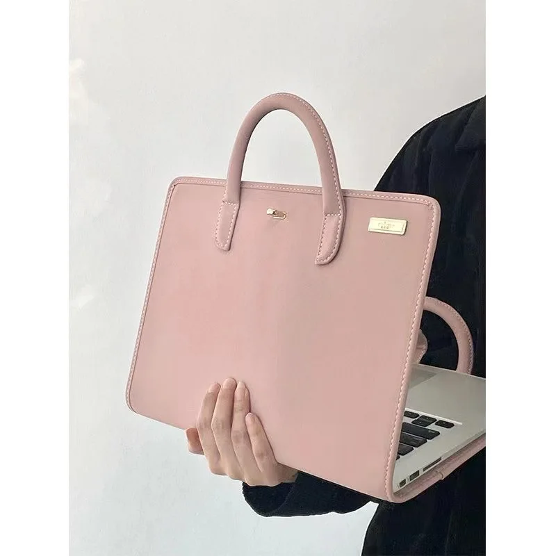 Protective PU Leather Laptop Sleeve Bag for Travel and Commute - Anti-Shock and Water-Resistant Tote
