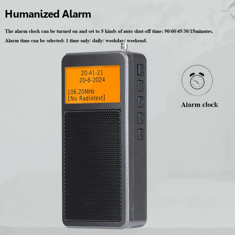B34B-Portable Bluetooth Radio Pocket Mini FM Stereo Radios Wireless Bluetooth Speaker With Alarm Clock For Elder Outdoor
