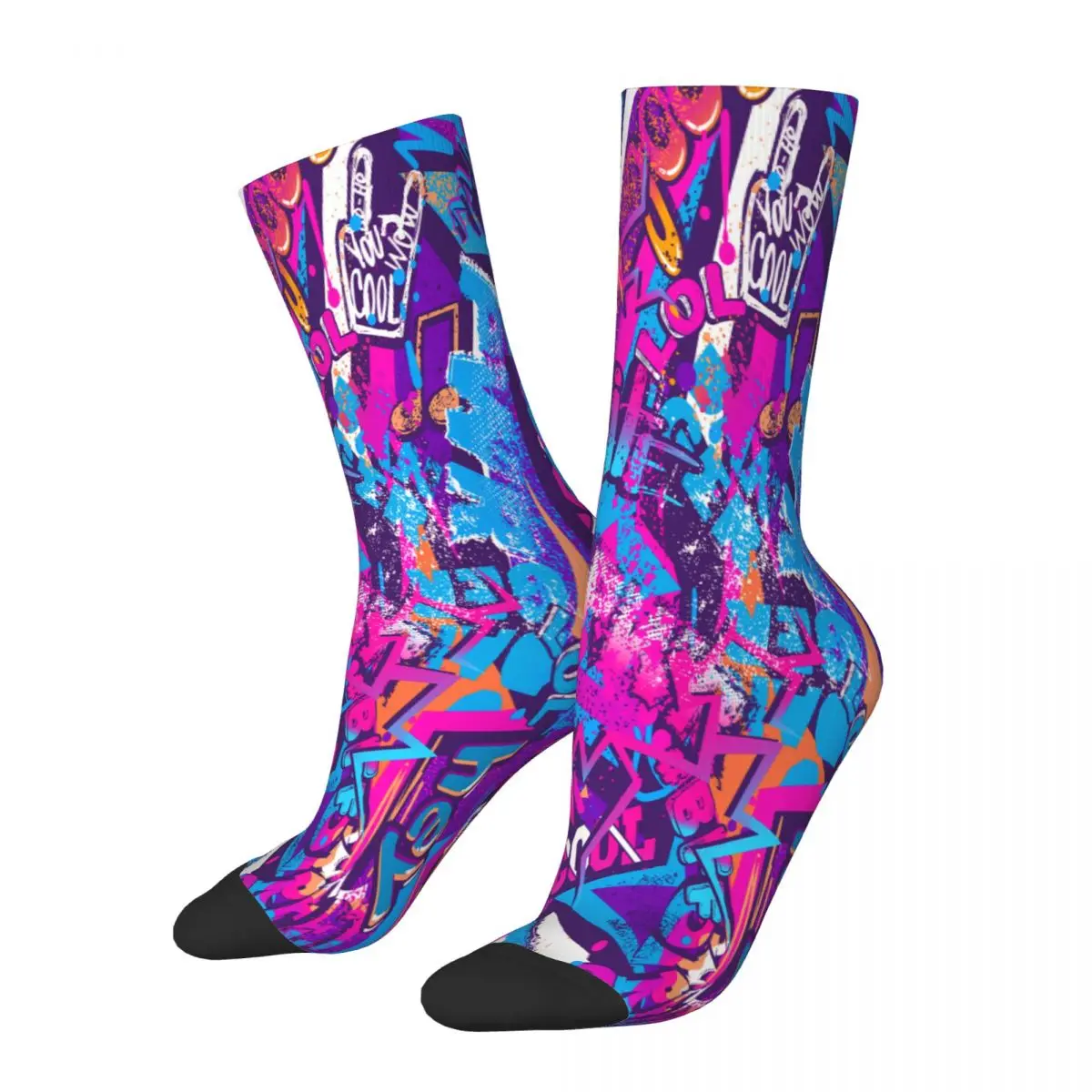 

Curved Lines Street Art Graffiti Art Pattern Socks Male Mens Women Summer Stockings Printed