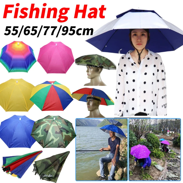 Chapeau d'ombrage solaire imperméable pour l'extérieur, casquette pliable,  parapluie de pluie portable, chapeaux de tête à double couche, vêtements de