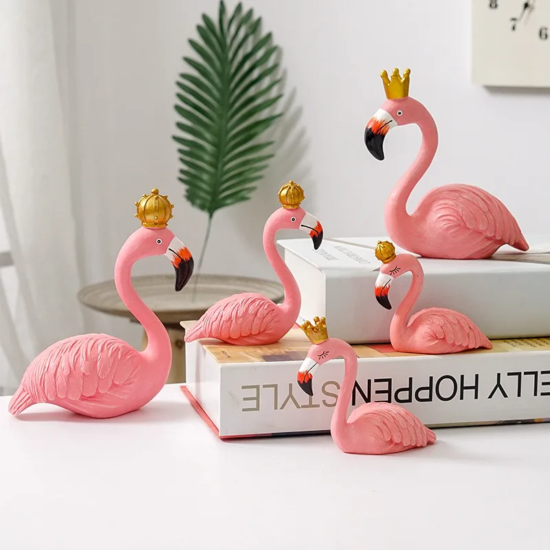 

Golden Nordic Flamingo Figurines Figures Statue Sculpture Living Room Wedding Ornaments Home Decor Maison Decoration Accessories
