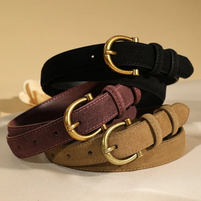 Ceinture en daim de luxe pour femmes ceinture en cuir élégante boucle ardillon en or ceinture de marque en cuir de vache accessoires pour vêtements ceinture pour femmes 1