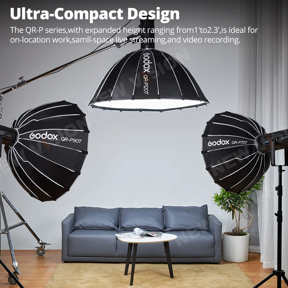 고독스 QR-P60T QR-P90T QR-P120T 60CM 90CM 120CM 150CM 퀵 릴리즈 파라볼릭 딥 소프트박스+허니컴 그리드 (사진 촬영용 플래시)