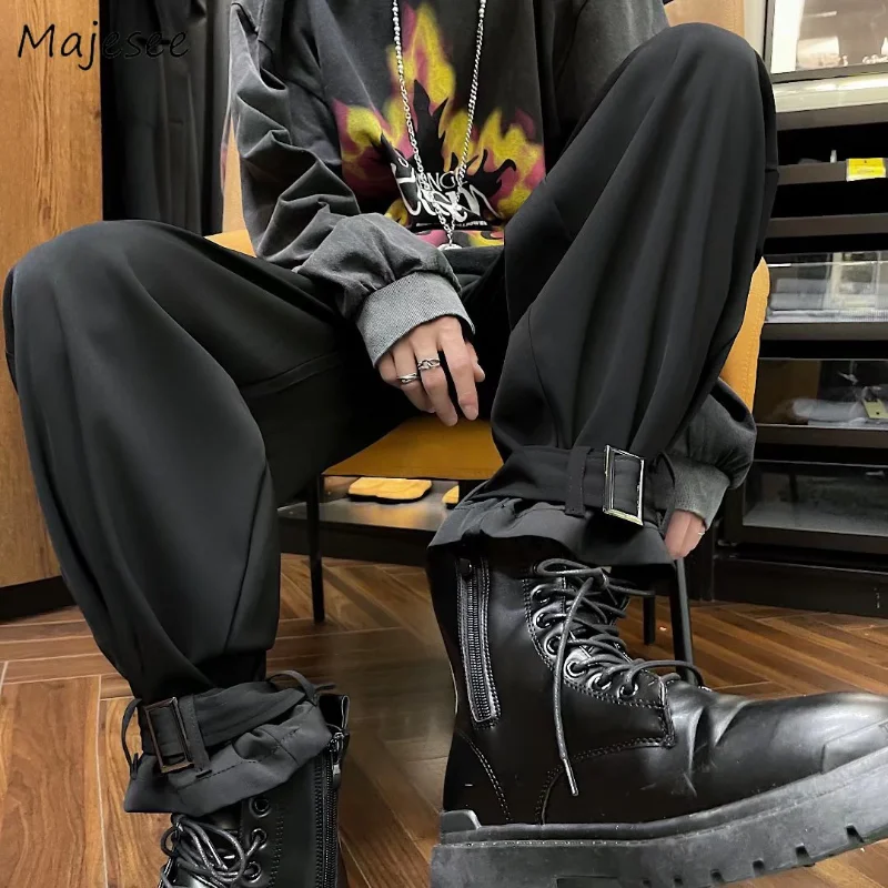 

Men Casual Pants Gentle Harem Trousers Summer Handsome Korean Streetwear Pantalones Fashion Black Design Ins Cool American Chic