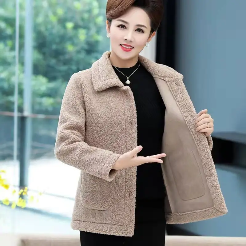 

Lamb Fur One Jackets Women's Overcoat 2023 New Spring Autumn Short Jacket Female Outwear Fashion Loose Warm Cashmere Coats