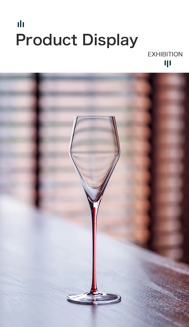 Description Picture 4 of itemPREMIUM Boutique Series High Beauty Crystal Glass Red Rod Champagne Wine Glass Tall Cocktail Glass