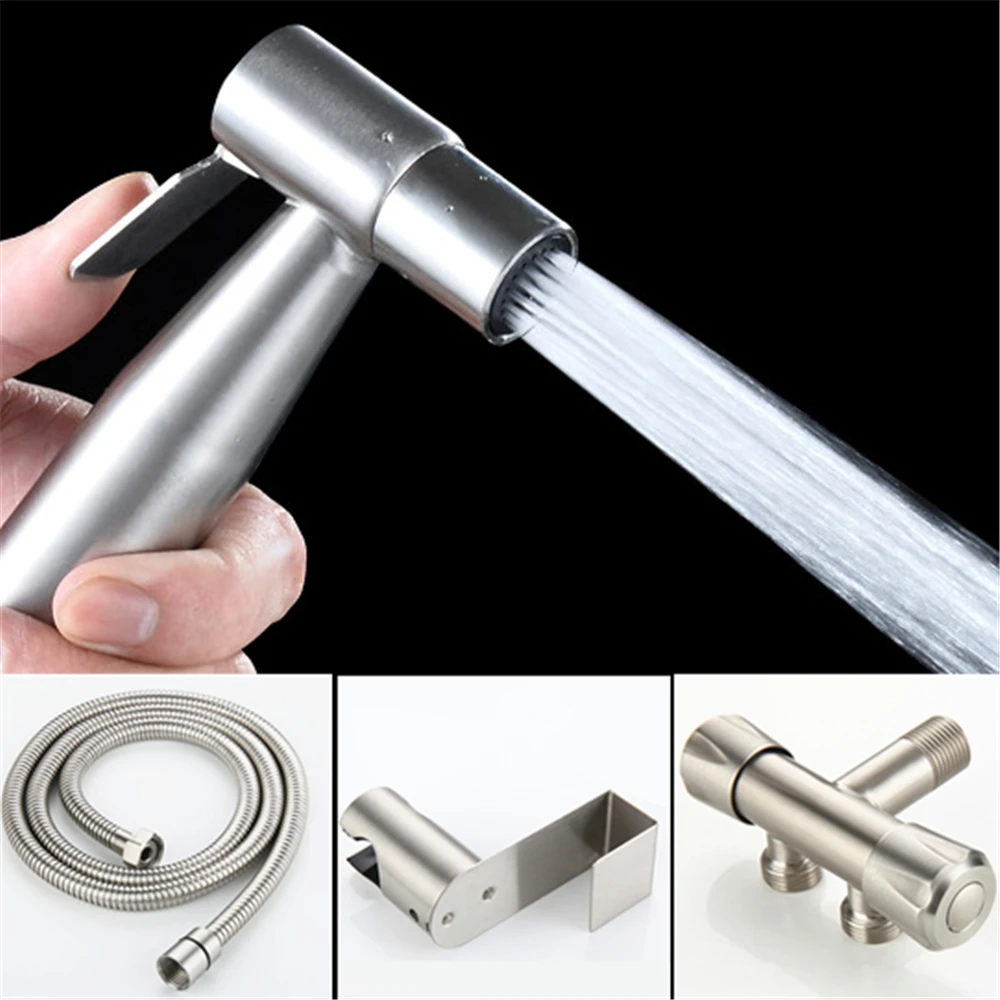 Handheld Toilet Bidet Sprayer Stainless Steel Faucet Hygienic Shower Bathroom Self Cleaning Shower Head for Floor Pet Washing