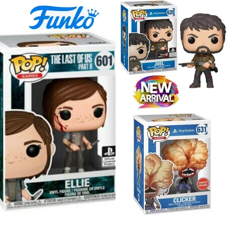 ¡Novedad! Funko Pop!!! Figura de The Last of Us para Play Station n.° 601, Ellie, n.° 620, Joel, n.° 631, juguetes de vinilo con clicker para regalar