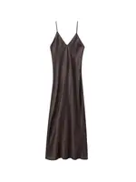 Women's Satin Midi Dress, V Neck, Thin Straps, Backless, Female Dresses, Sexy Fashion - Image 4