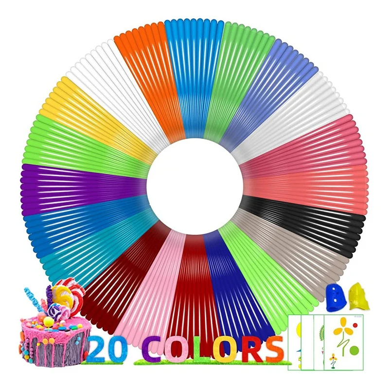 PLA 3 D 펜 필라멘트 리필, 20 색, 1.75mm, 각 색상 16.4Ft, 총 328Ft, MYNT3 D 3 DP 엔스와 호환