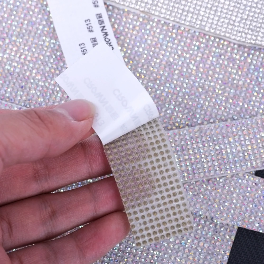 Vc breite kristall ab klarer Glanz Strass besatz auf Strass kette Eisen kleber auf Hot Fix Tap DIY Schuhe Kleidung Dekoration nähen – Detail 1