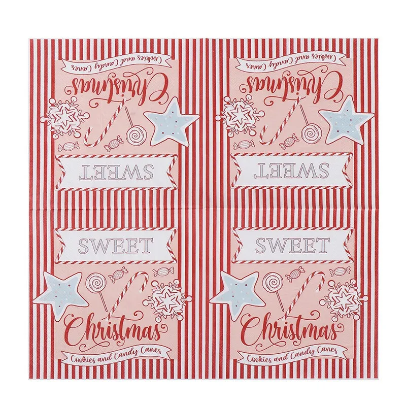 Description Picture 5 of item20Pcs/pack Christmas Series Printed Paper Disposable Table Dinner Napkin Tissues Xmas Party Decoration
