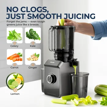 ROUNY Cold Press Extractor with Filter-Free, Easy Clean Electric Fruit Slow Juicer Machine with 130mm Large Feed Caliber, Black 1