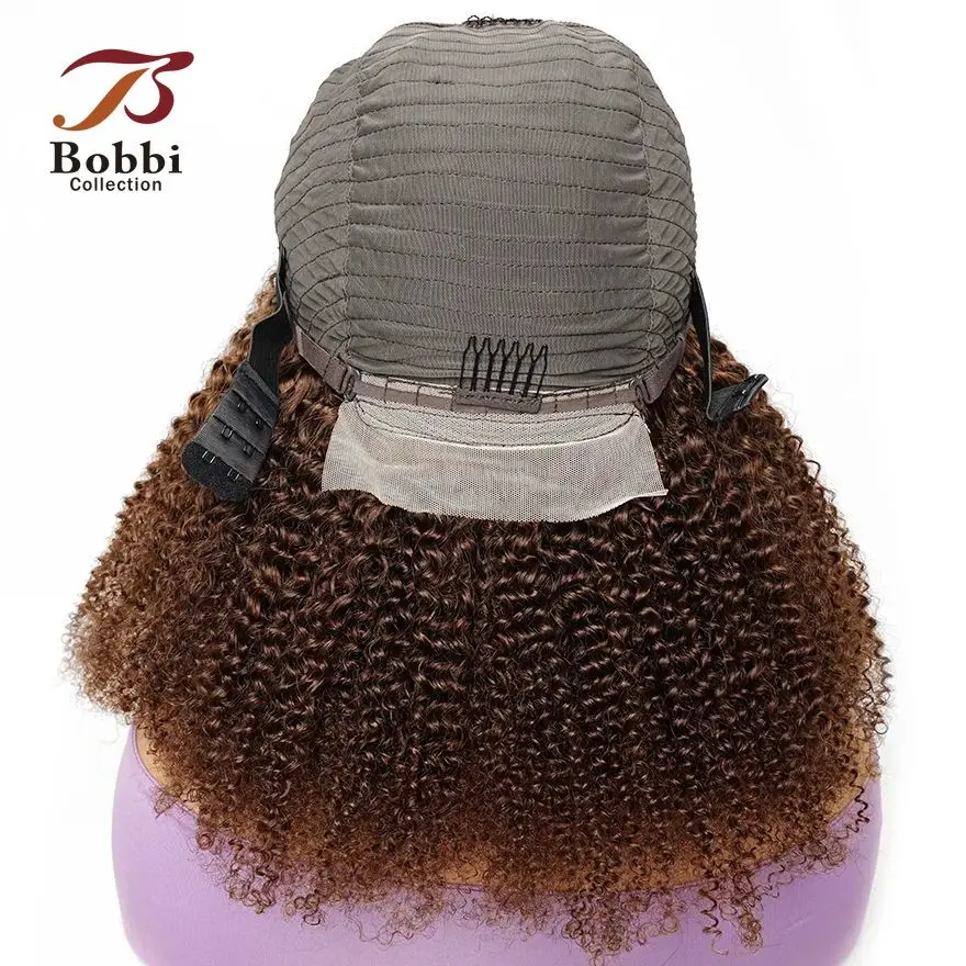 250% Density Brown 4x4 Lace Front Wig Afro Kinky Curly Thick Human Hair Wigs For Women Pre-Plucked Transparent Lace Bobbi human hair wig lace front wigs