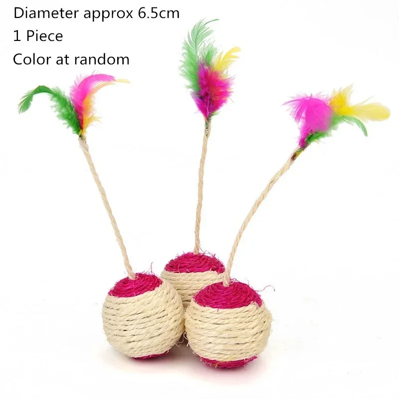 1pc Natural Sisal Ball Toy for Cat Scottish Fold Persian Cat Feather Ball Toys Tease Cat Sisal Toy Pet Products