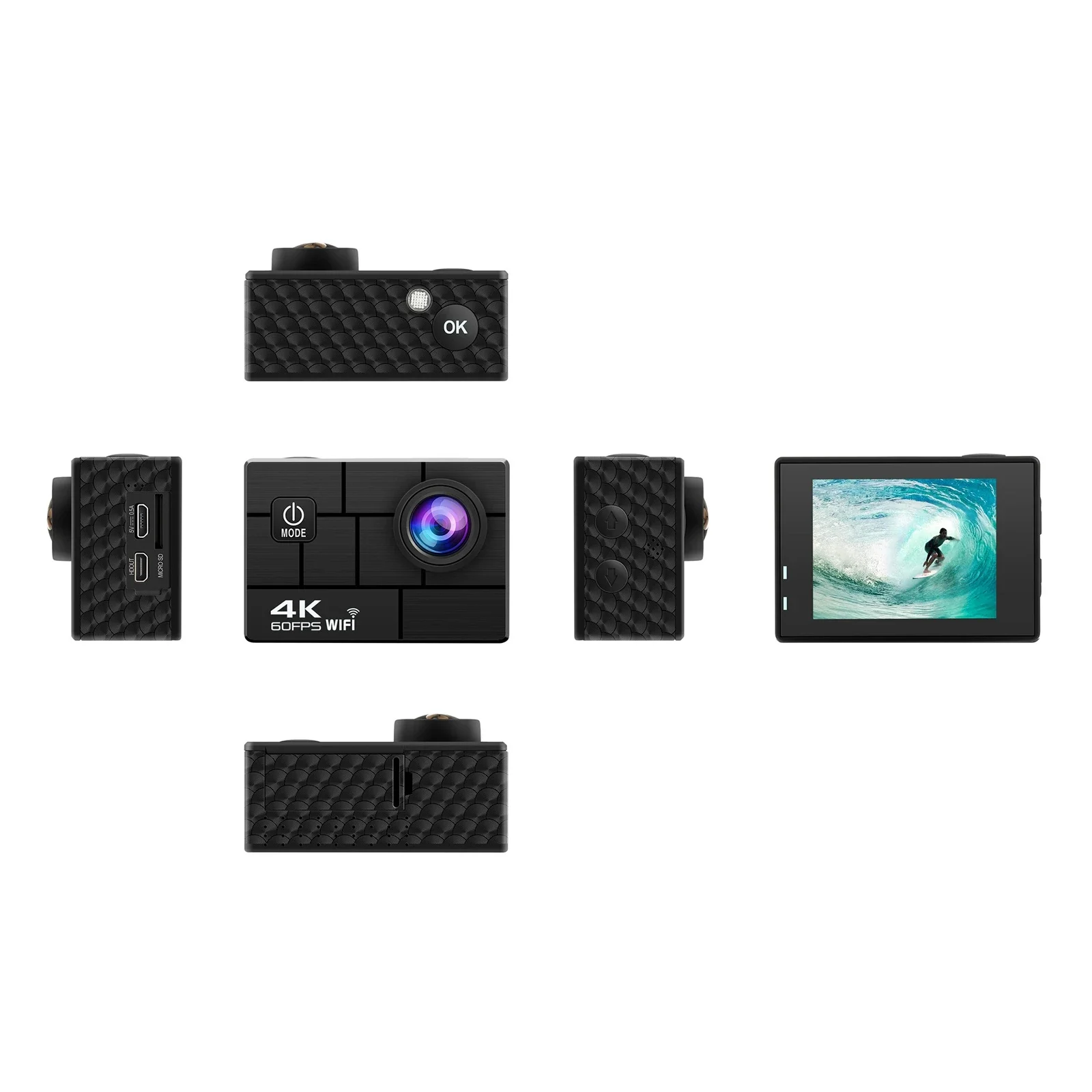 Cámara de Acción, BOKOPTYR 4K 60FPS WiFi 20MP Cámara Deportiva, 1080P Ultra  HD Cámara Acuatica Sumergible 30M con Control Remoto, Lente Gran Angular de  170 ° Videocámara DV, Doble Pantalla, 2 Baterías 