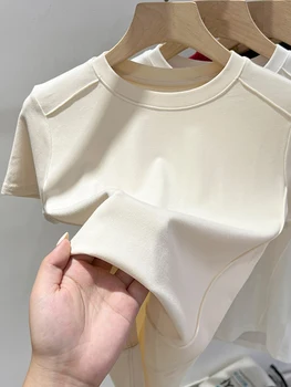 AOSSVIAO 2025 T-shirt bianca estiva in cotone femminile a maniche corte studente versatile t-shirt mezza manica allentata Harajuku top trend 1