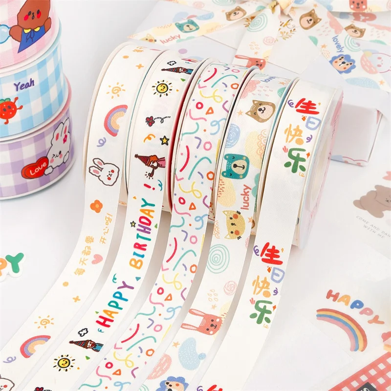 

New 22 Meters Colored Cartoon Cake Cotton Ribbon Wrapping Embellishments Party Decoration Ribbon DIY Gift Packagin Ribbon