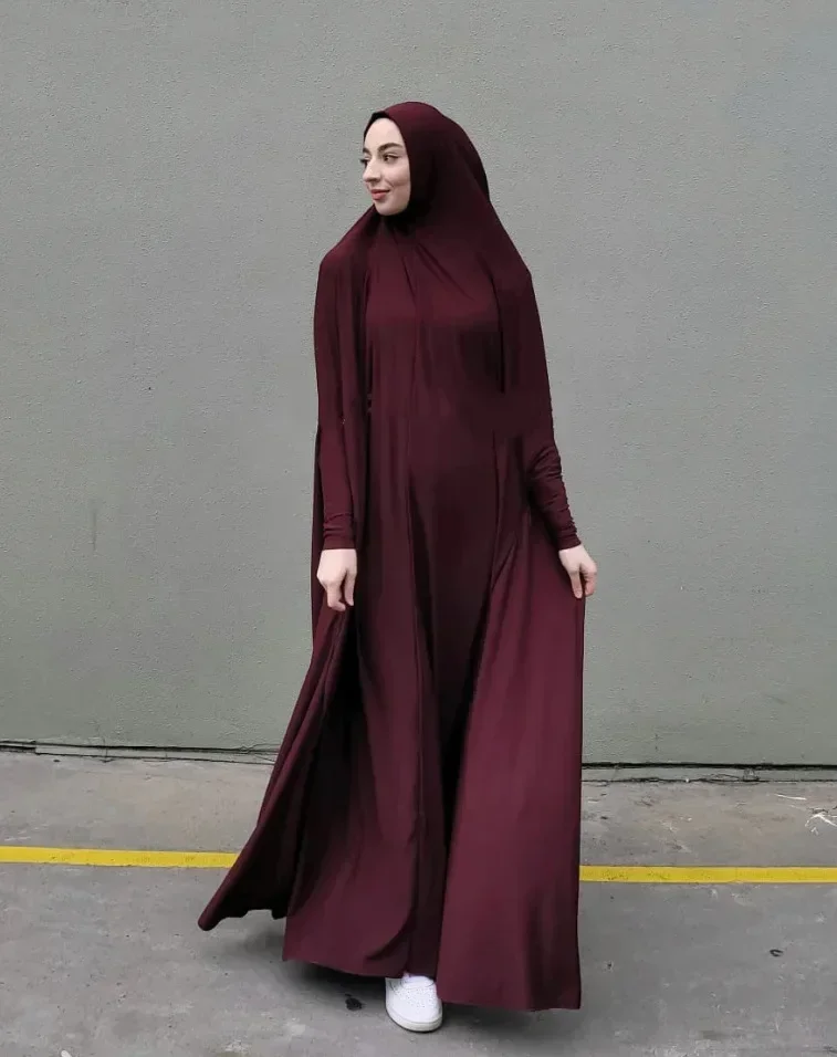 One Piece Jilbab Long Khimar Hooded Abaya Ramadan Eid Muslim Women Integrated Veil Hijab Prayer Dress Dubai Turkey Islamic Niqab