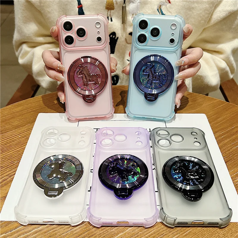 Luxury Rotating Gyro Magnetic Soft Clear Stand Case