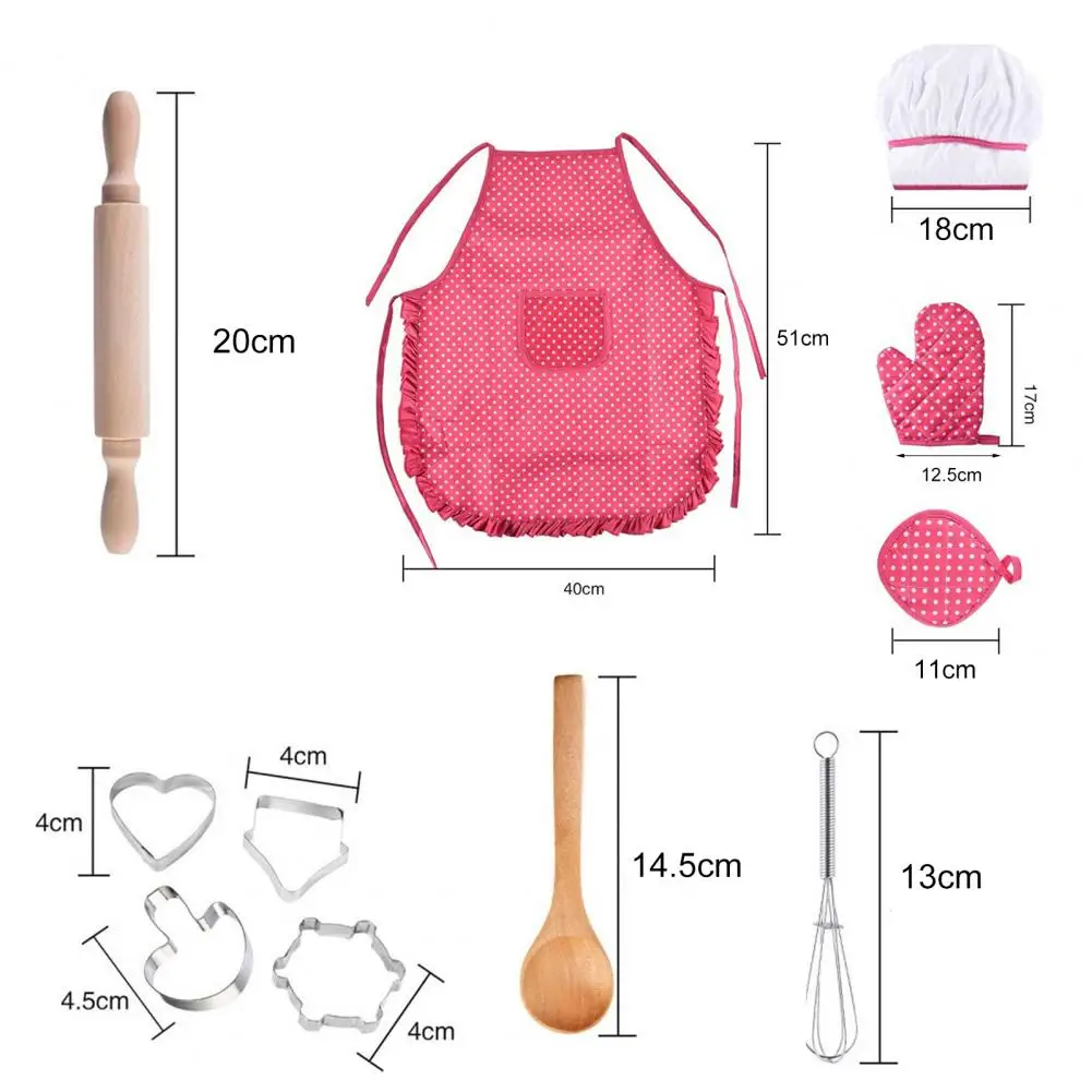 Delantal de cocina para niños y niñas, conjunto de guantes, gorro de Chef,  juguete combinado, guante de horno, disfraz de Chef, juego de rol -  AliExpress