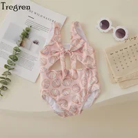 Tregren Toddler Baby Girls Swimwear Summer Sleeveless Floral/Shell Print Hollow Bathing Suit Swimming Pool Hot Spring Swimsuit 6