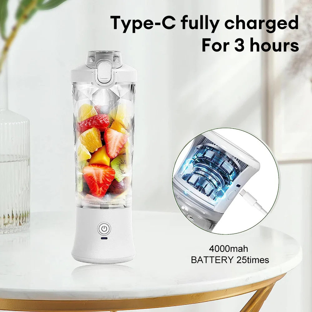 New Portable Blender 600ML Electric Juicer Fruit Mixers 4000mAh USB  Rechargeable Smoothie Mini Blender Personal Juicer - AliExpress