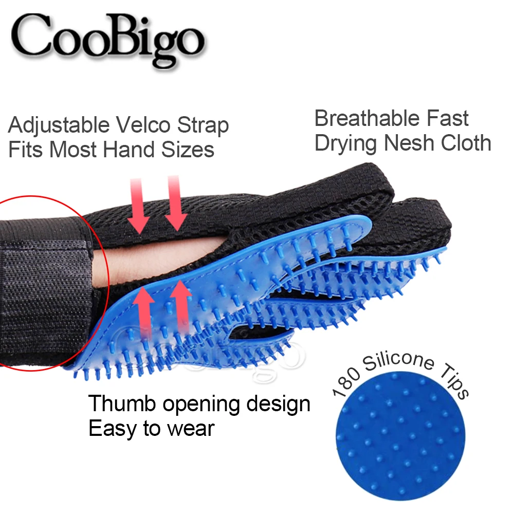 Silicone Pet Dogs Cats Grooming Gloves Mitten Deshedding Cleaning Animal Hair Remover Brush Scratcher Pets Combing Massage