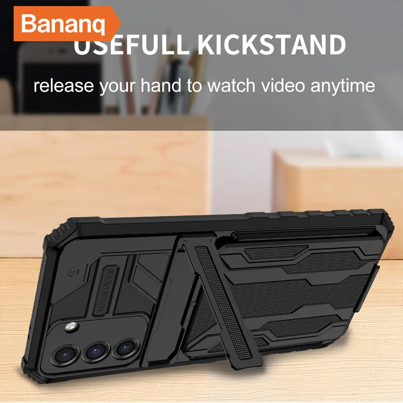 Funda Bananq con ranura para tarjetas para Samsung S20 S21 FE S22 S23 S24 Plus Note 20 Ultra A54 A34 A24 A14 A04 A73 A33 A22 A13 M13 M32_voghion.com