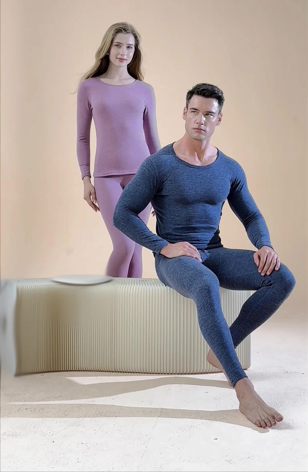 Cashmere Silk Thermal Underwear Women's Bottoming Inner Wear Long-sleeved Trousers Lingerie Suit Men Autumn Winter Two-piece Set
