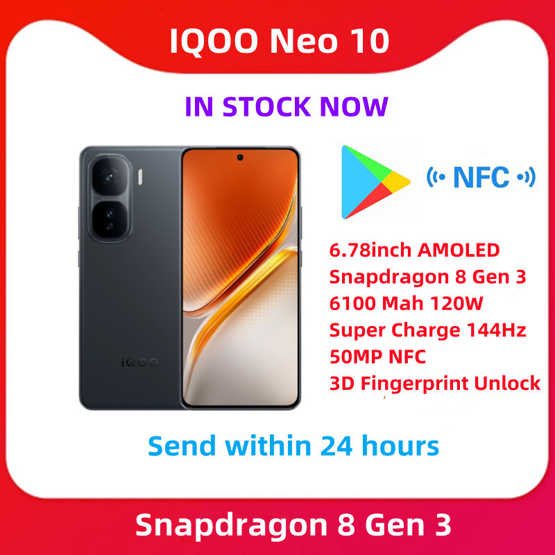 Original VIVO IQOO Neo 10 5G 6.78inch AMOLED Snapdragon 8 Gen 3 6100 Mah 120W Super Charge 144Hz 50MP NFC Â 3D Fingerprint Unlock