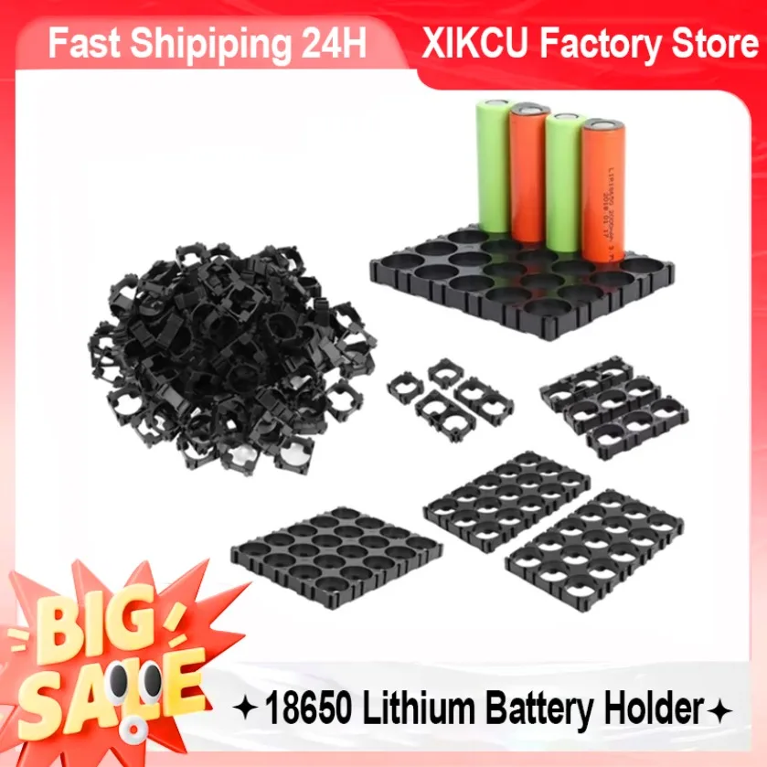 100Pcs 18650 리튬 배터리 홀더 플라스틱 배터리 팩 브래킷 원통형 셀 배터리..