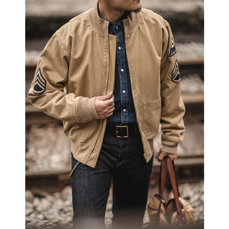 Amekaji Vintage Tanker Jacket Men Winter New Stand Collar