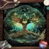 Mysterious Green Tree of Life Tarot Card Tablecloth Wicca Altar Cloth Fantastic Life Tree Tablecloth for Tarot Oracle Card Pad 1