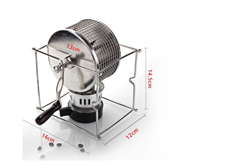Description Picture 4 of itemDIY manual household hand cranked bean roaster, coffee green bean roaster, small stainless steel roller roaster