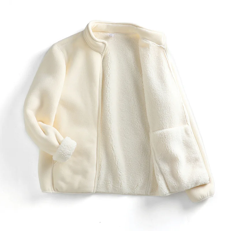 Double-layer Composite Polar Fleece Stand-up Collar Jacket for Couples