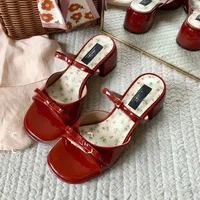 Femmes sandales été bout carré talons hauts chaussures femme tendance extérieure sandales à bout ouvert robe élégante pompes Sandalias De Mujer 1