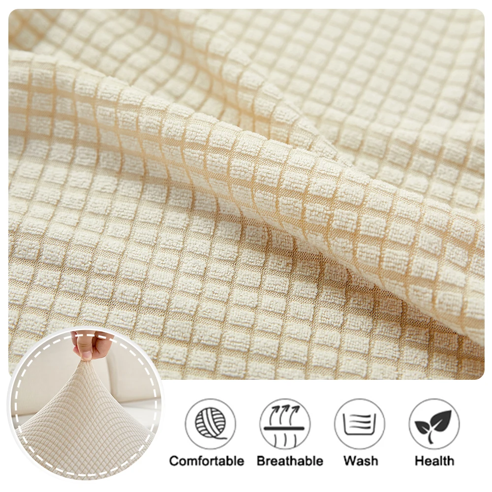 Waterproof Polar Fleece Sofa Seat Cushion Cover Plain Jacquard Sofa Covers Elastic Couch Cover for Living Room Chaise Lounge 6