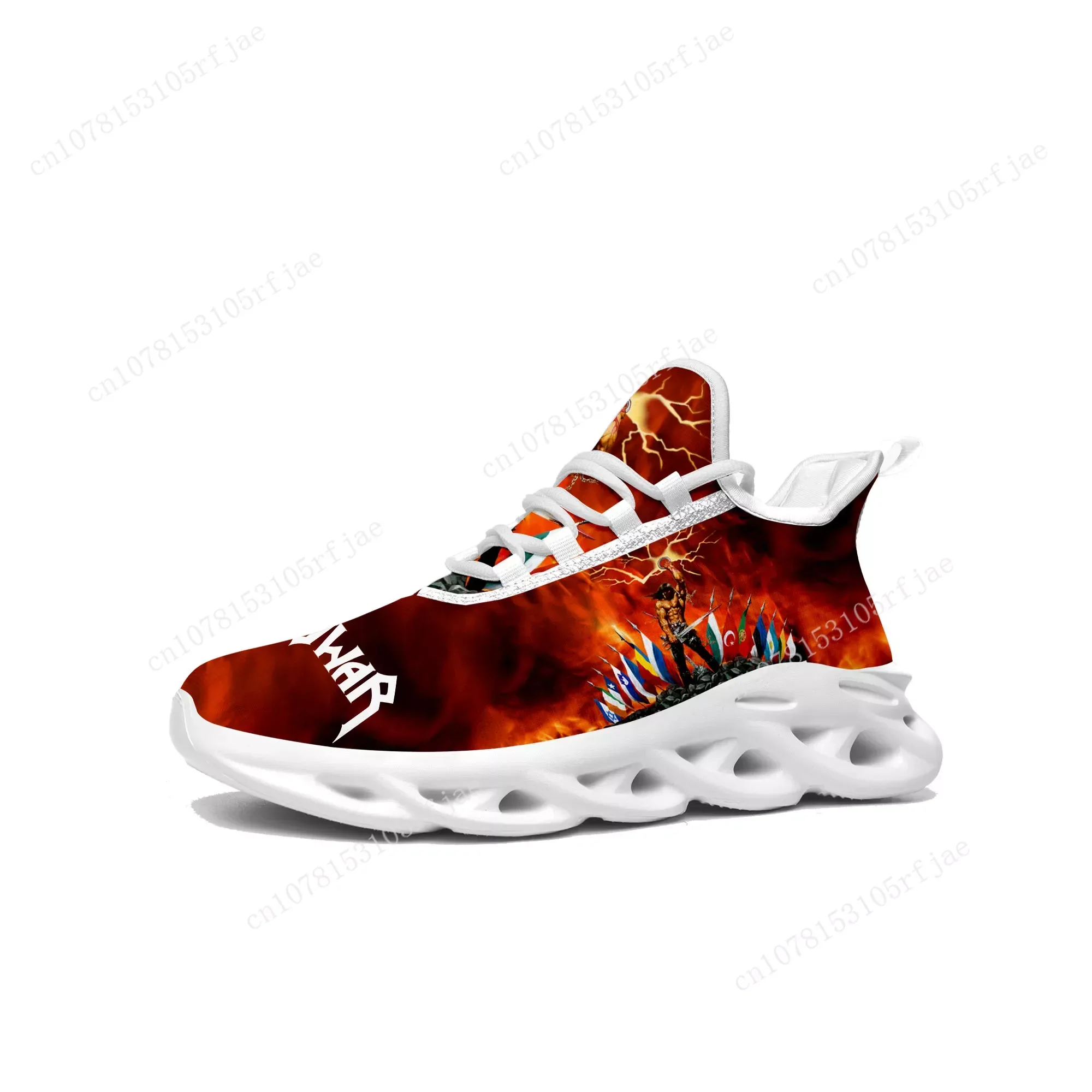 Manowar Band Flats Sneakers Mens Womens Sports Running Shoes High Quality Sneaker Lace Up Mesh Footwear Tailor-made Shoe White
