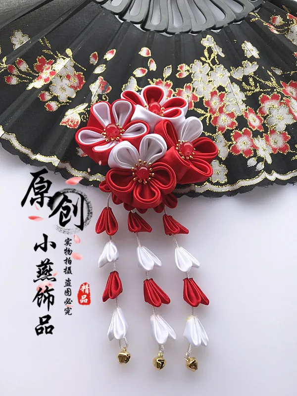 일본식 빈티지 수제 천 꽃 빗 헤어 클립 헤어 빗 액세서리 일본 옷 firkete/Horquilla