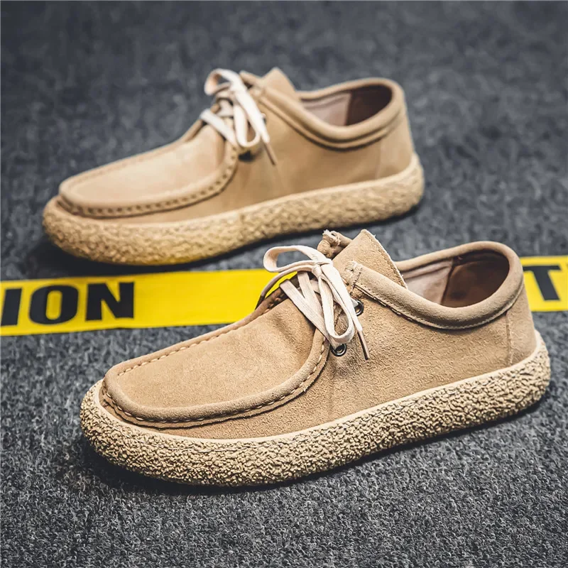 Retro Casual Men Shoes casual board shoes casual sneakers Luxury Suede Leather Loafers Men Sneakers Comfor Soft Sole Driving Shoes Walking tenis hombres