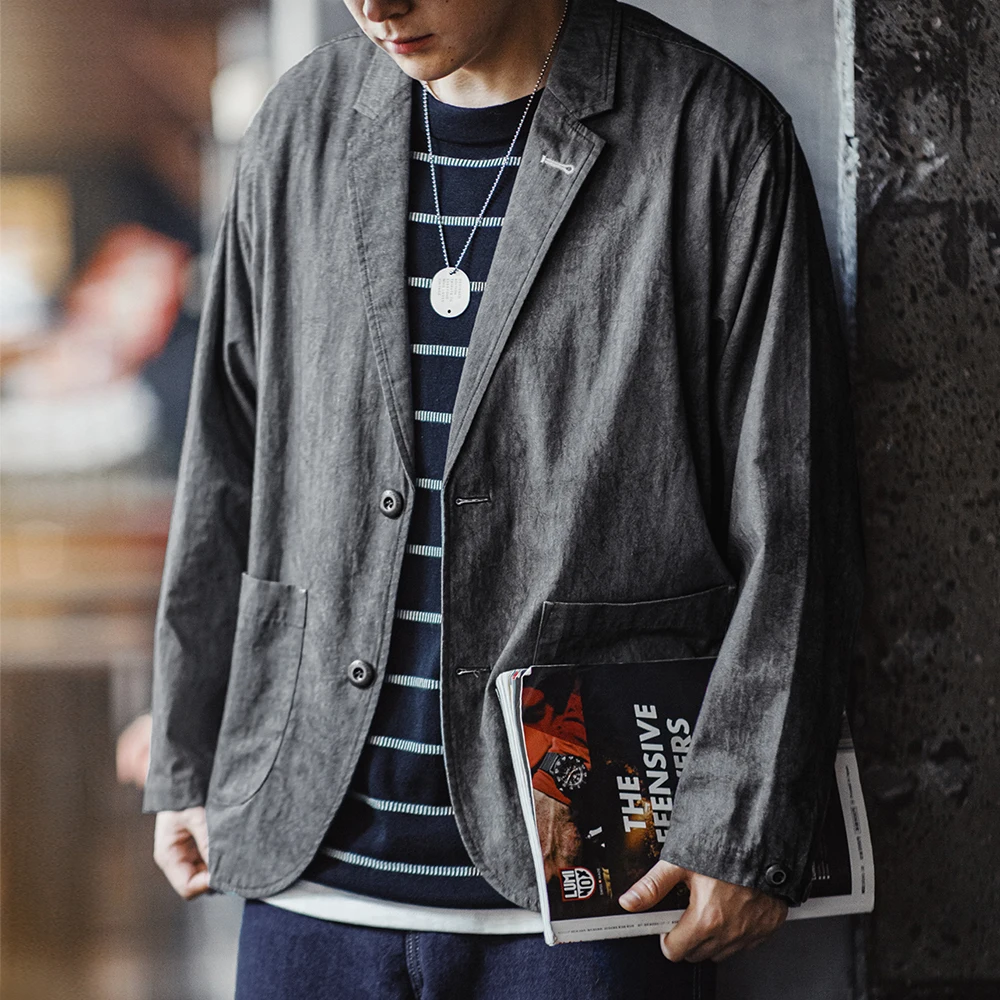Mens Blazer Casual Suit with Irregular Pattern Design Lapel Loose Blazers Cotton Jacket For Men's Spring and Autumn