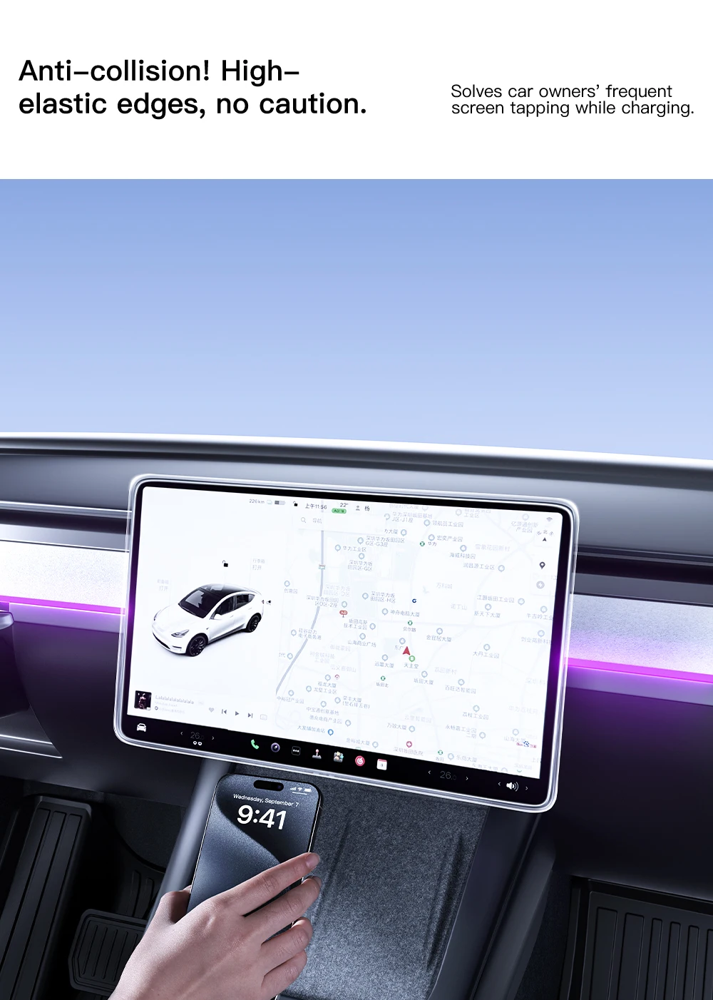 Full Coverage Anti-Scratch Protective Frame For Tesla Model 3 Y 2019-2023 Displa