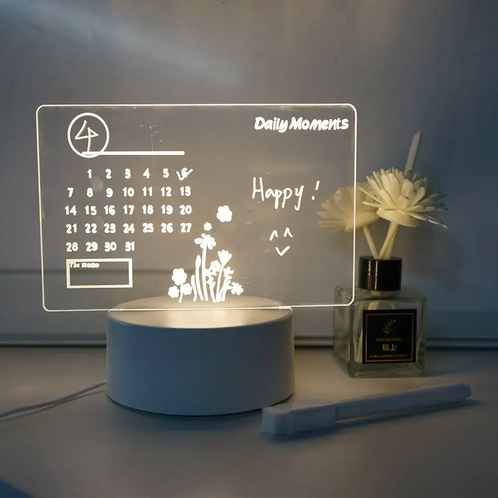 DIY Notepad LED Drawing Board Glowing Acrylic Message Board With Pen Erasable Children's Drawing Letter Message Board Night Lamp - 4