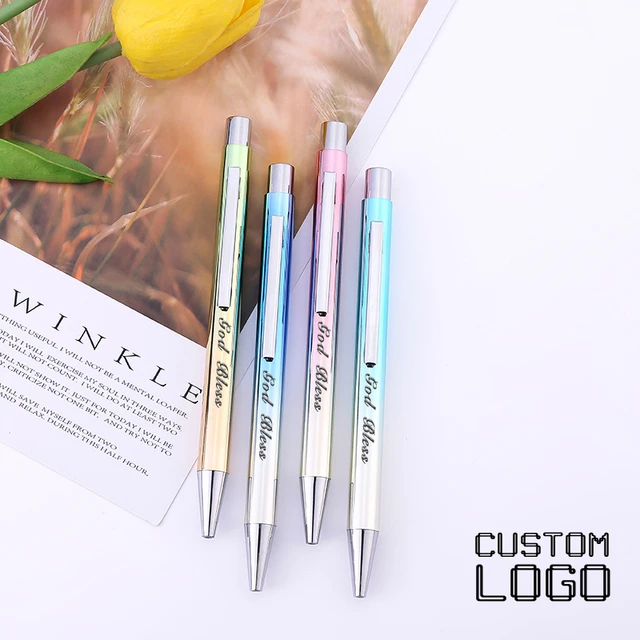 1Pen + 10Refill Laser Engraving Badge Metal Ball Point Pen Business  Advertising Office Signature Pen School