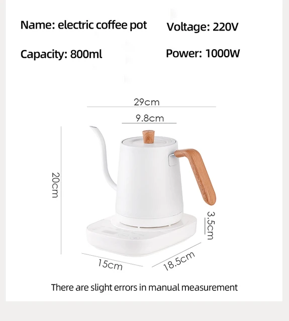 800ML Gooseneck Kettle Pour Over Coffee Kettles with Instant Read  Thermometer Coffee Pot Travel Camping Kitchen Accessories - AliExpress