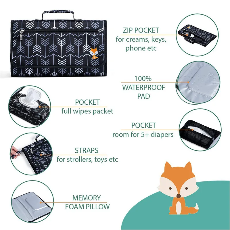 Baby outdoor foldable diaper changing pad Baby Travel portable diaper pad Newborn mother and baby bag