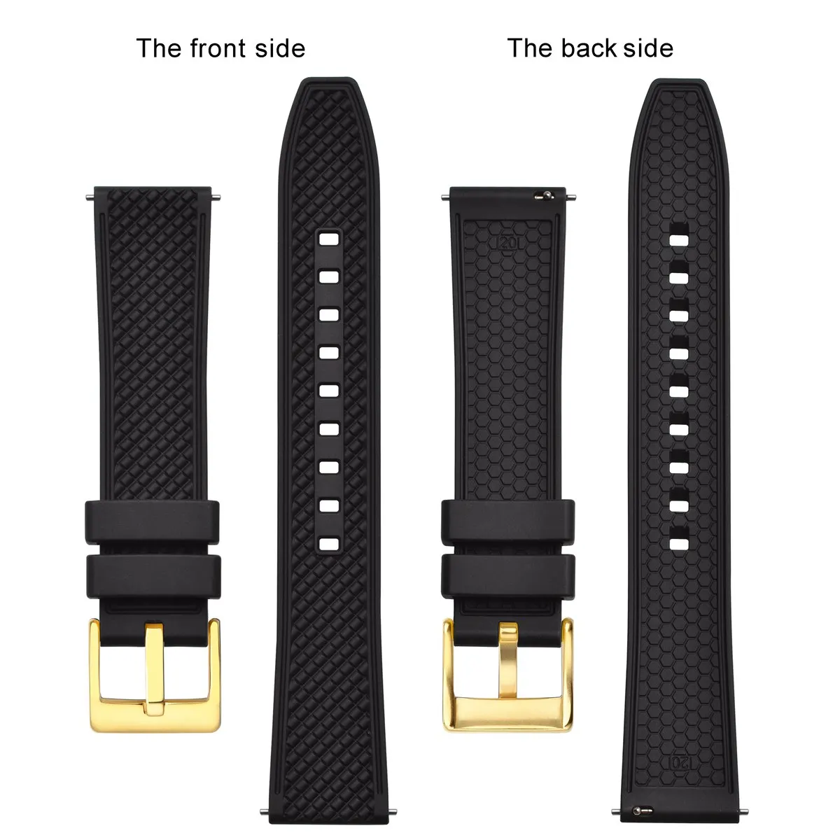 BISONSTRAP Fluororubber Watch Straps 18mm 20mm 22mm for Unisex Rubber Straps Replacement Bracelet Black Blue Brown for Samsung