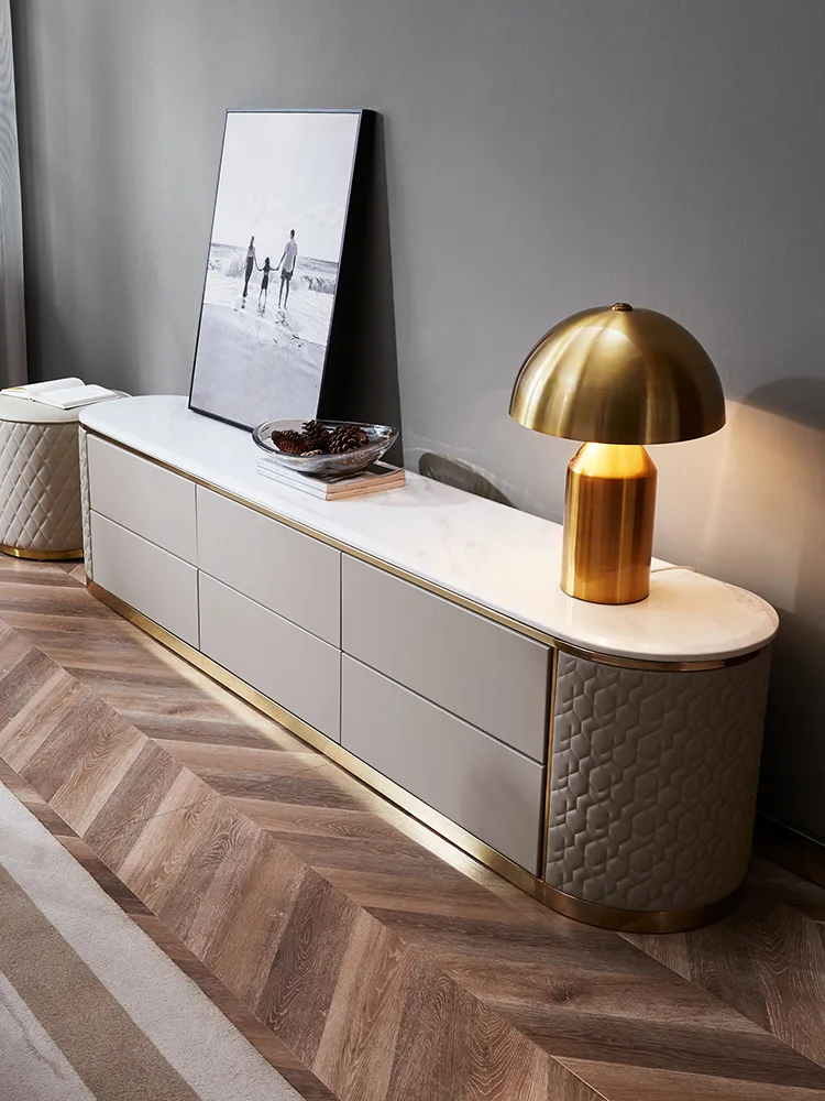 Marble Tv Modern Simple Luxury Tv Custom Italian Light