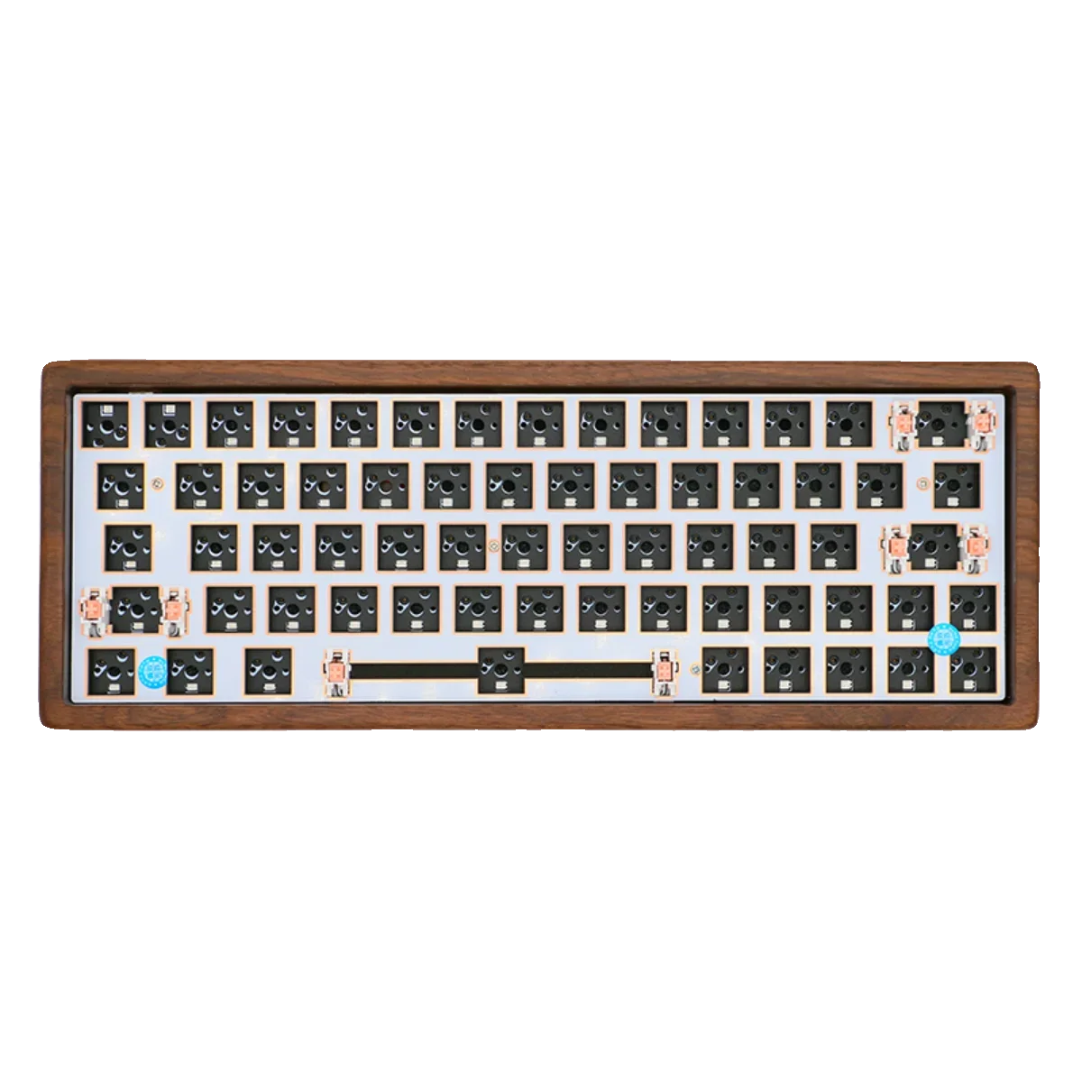 다크 브라운 60% RGB DIY 키보드 키트, 핫 스왑 가능 호두 쉘, 왼쪽 시프트, 64Gh 맞춤형 기계식 키보드, 3 모드, 64 키